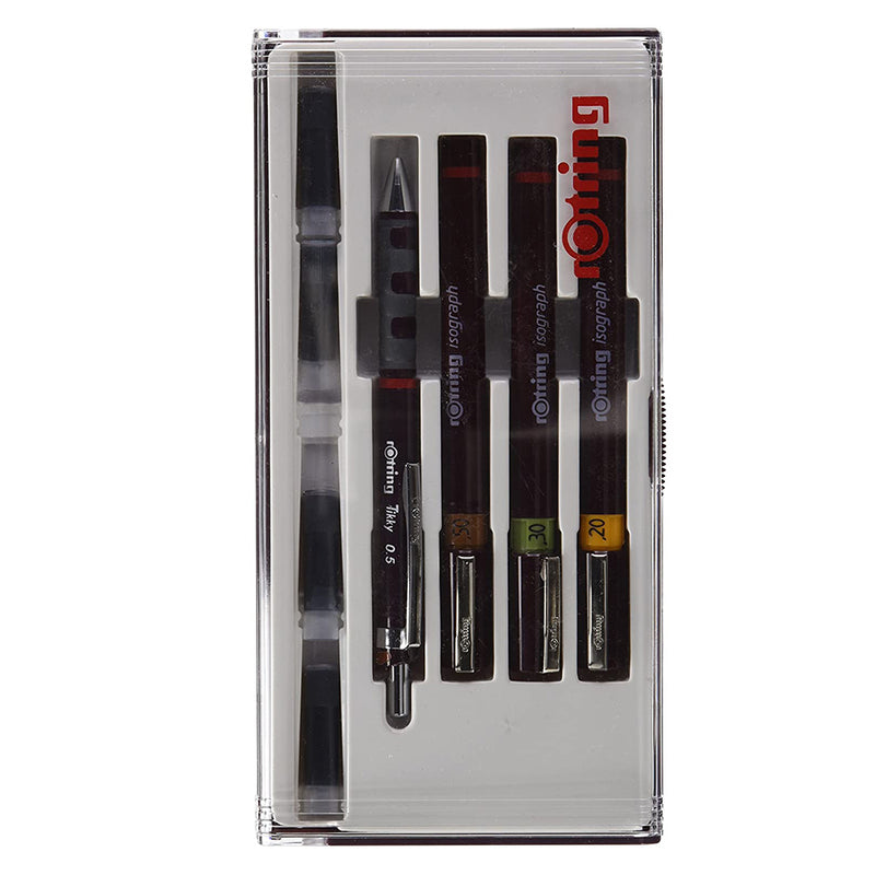 Rotring Isograph Junior Set 3X Technical Pens (0.20mm, 0.30mm, 0.50mm) + Accessories Rotring